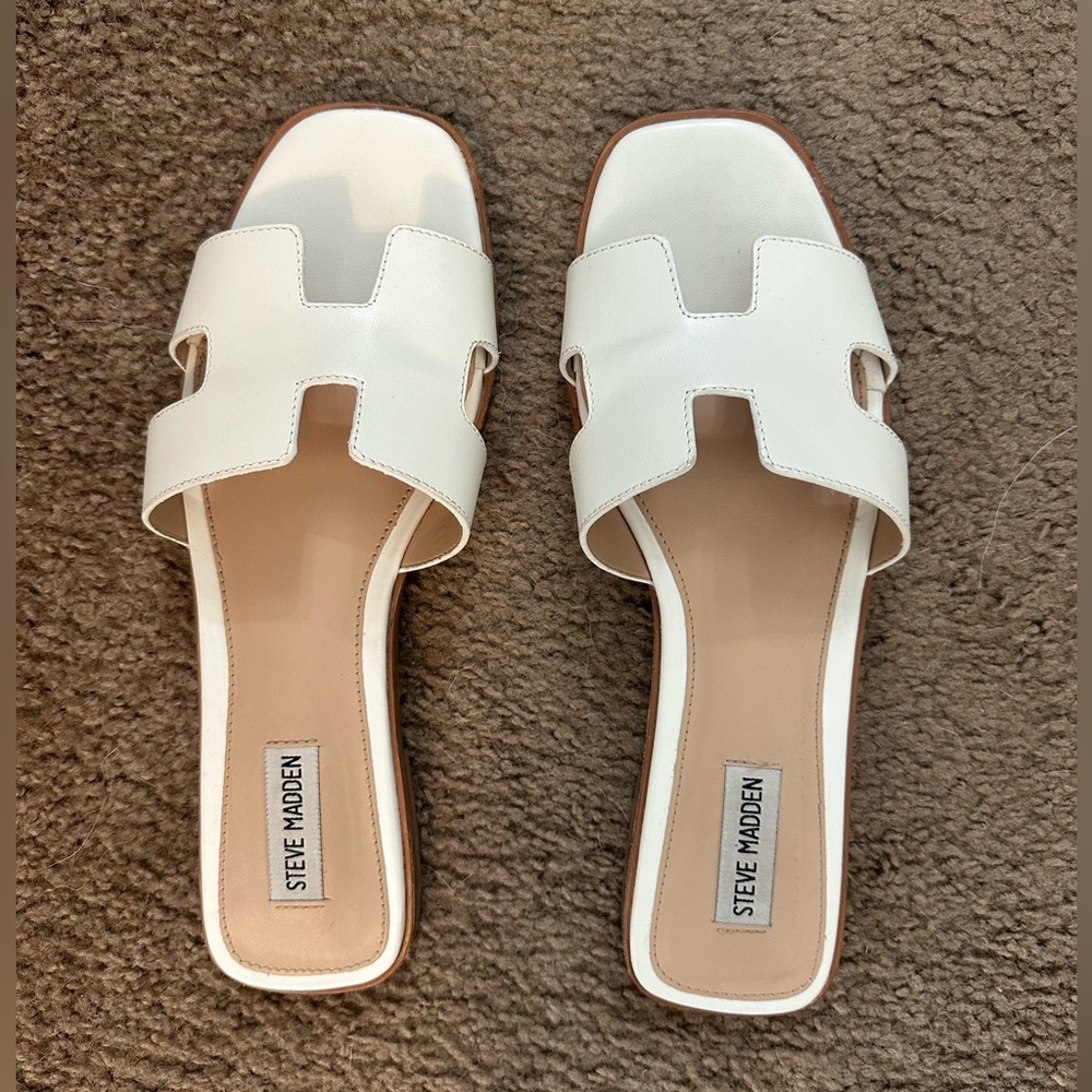 Steve Madden White Leather Hadyn Sandal